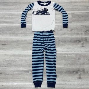 Striped Blue Train Kids Pajamas